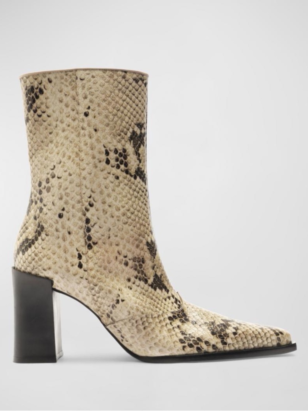 SCHUTZ Raffaela Snake-Embossed Ankle Booties w/Black Block Heel, Size 7.5, NWT